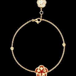 Armband, 18 K Gelbgold, Karneol, Perlmutt