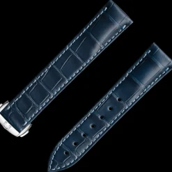 Blaues Alligatorlederarmband mit Faltschließe