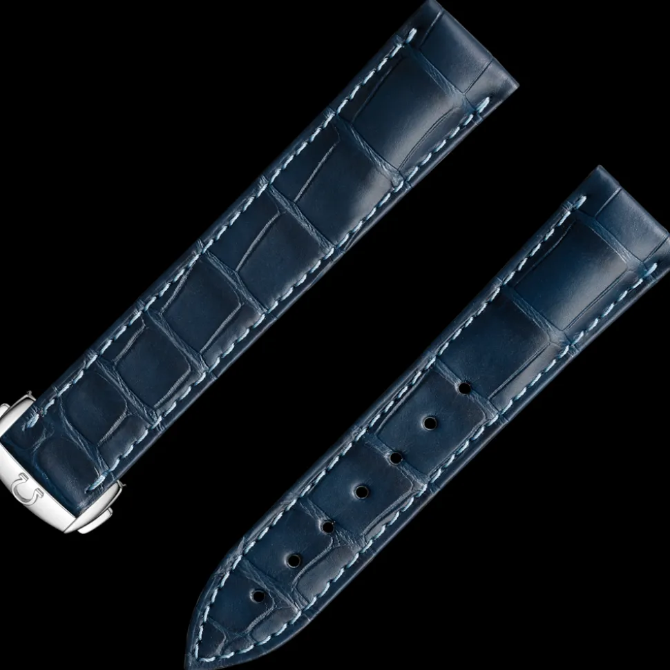 Blaues Alligatorlederarmband mit Faltschließe