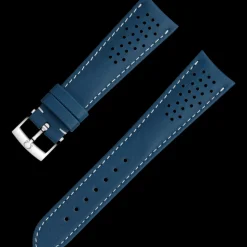 Blaues Lederarmband mit Dornschließe