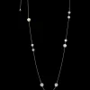Collier, 18 K Weißgold, Angelit, Chalcedon, Jade, Opal