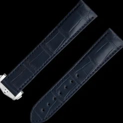 Dunkelblaues Alligatorlederarmband mit Faltschließe