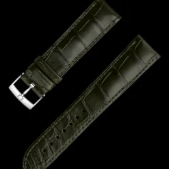 Dunkelgrünes Alligatorlederarmband mit Dornschließe