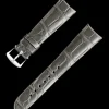 Glänzendes graues Alligatorlederarmband mit Dornschließe