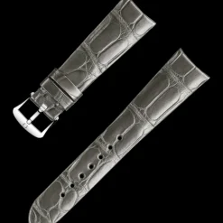 Glänzendes graues Alligatorlederarmband mit Dornschließe