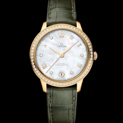 34 mm, Gelbgold mit Lederarmband