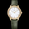 30 mm, Gelbgold mit Lederarmband