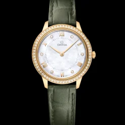 30 mm, Gelbgold mit Lederarmband