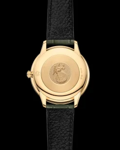 30 mm, Gelbgold mit Lederarmband