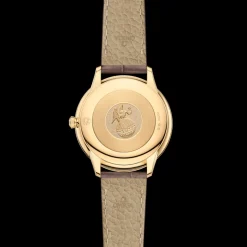30 mm, Gelbgold mit Lederarmband