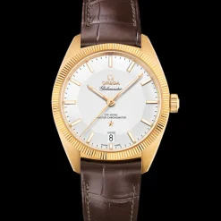 39 mm, Gelbgold mit Lederarmband