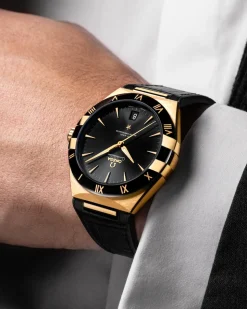 41 mm, Gelbgold mit Lederarmband