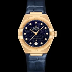 29 mm, Gelbgold mit Lederarmband