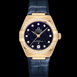 29 mm, Gelbgold mit Lederarmband