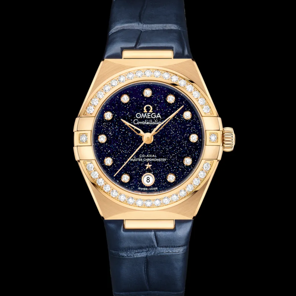 29 mm, Gelbgold mit Lederarmband