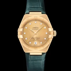 29 mm, Gelbgold mit Lederarmband
