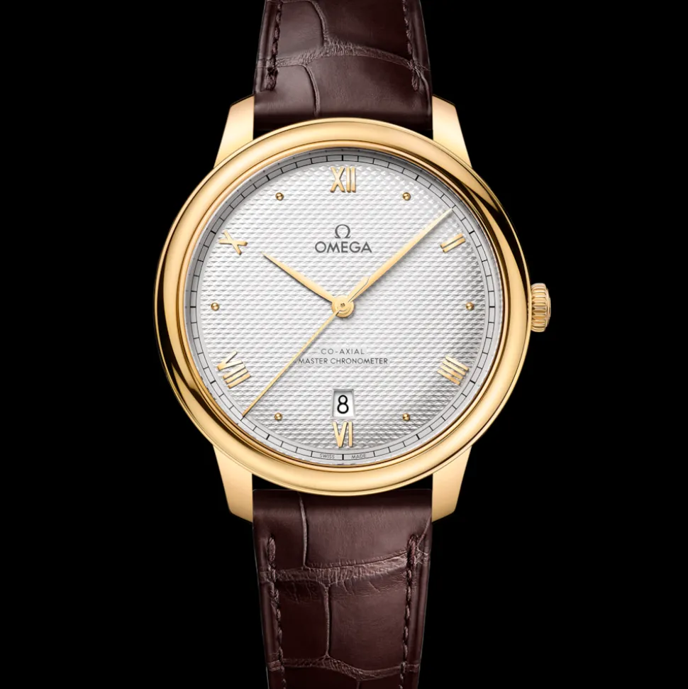 40 mm, Gelbgold mit Lederarmband