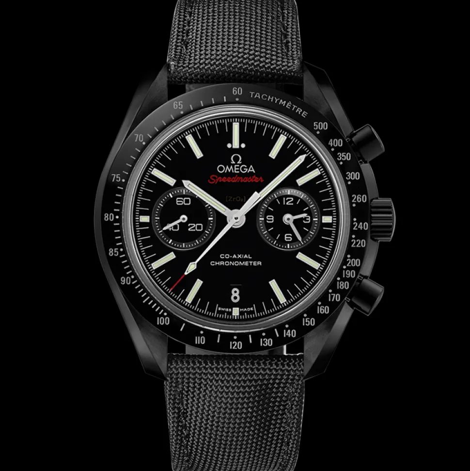 44,25 mm, Schwarze Keramik mit Beschichtetem Nylonarmband mit Faltschließe