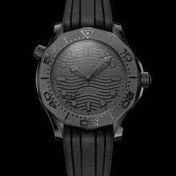 43,5 mm, Schwarze Keramik mit Kautschukband