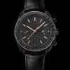 44,25 mm, Schwarze Keramik mit Lederarmband