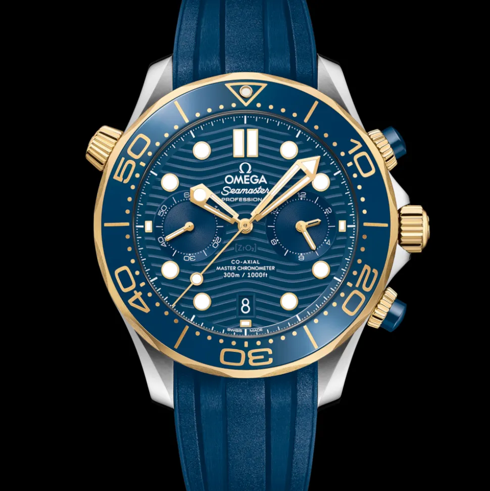 44 mm, Stahl ‑ Gelbgold mit Kautschukband