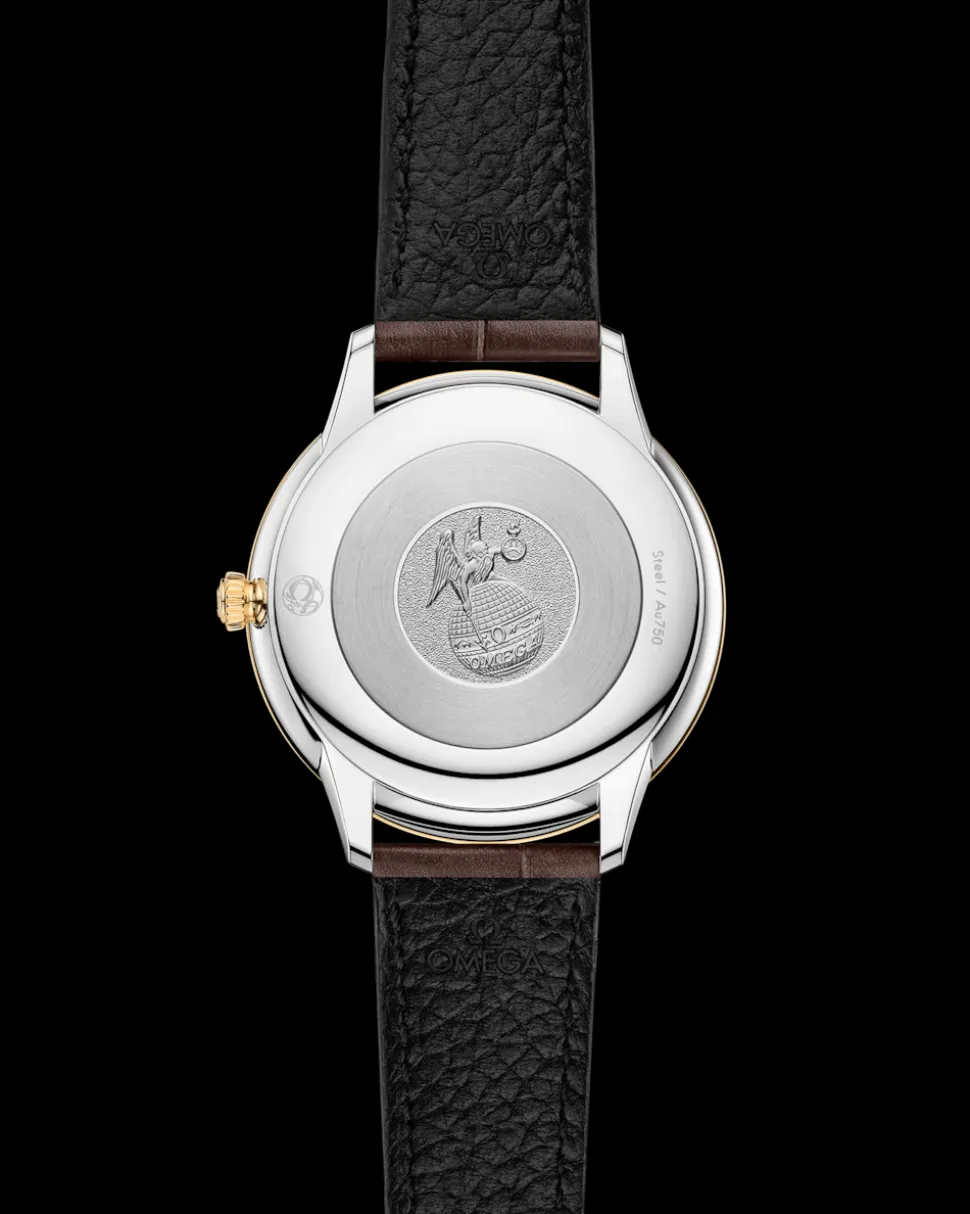 30 mm, Stahl ‑ Gelbgold mit Lederarmband