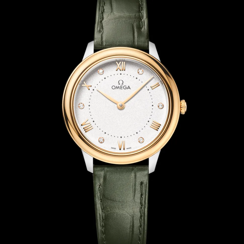 30 mm, Stahl ‑ Gelbgold mit Lederarmband