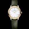 27,5 mm, Stahl ‑ Gelbgold mit Lederarmband
