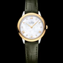 27,5 mm, Stahl ‑ Gelbgold mit Lederarmband