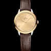 27,5 mm, Stahl ‑ Gelbgold mit Lederarmband