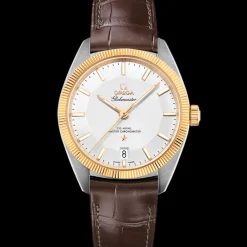 39 mm, Stahl ‑ Gelbgold mit Lederarmband