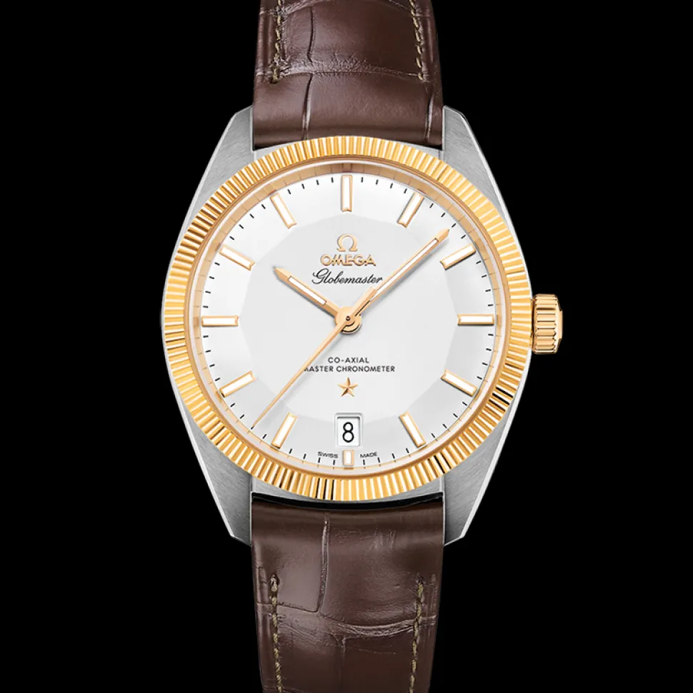39 mm, Stahl ‑ Gelbgold mit Lederarmband