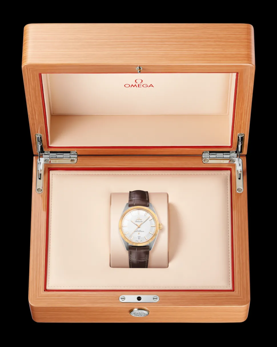 39 mm, Stahl ‑ Gelbgold mit Lederarmband