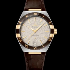 41 mm, Stahl ‑ Gelbgold mit Lederarmband