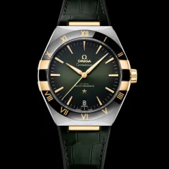41 mm, Stahl ‑ Gelbgold mit Lederarmband
