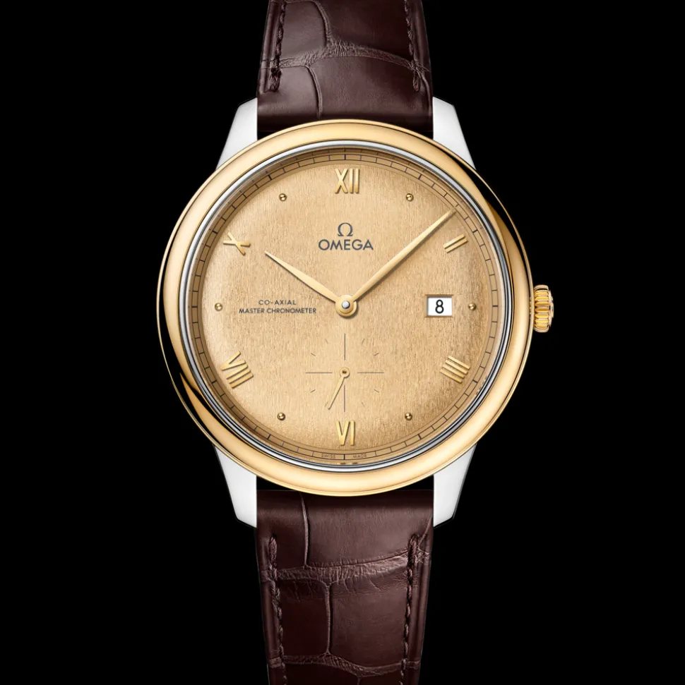 41 mm, Stahl ‑ Gelbgold mit Lederarmband