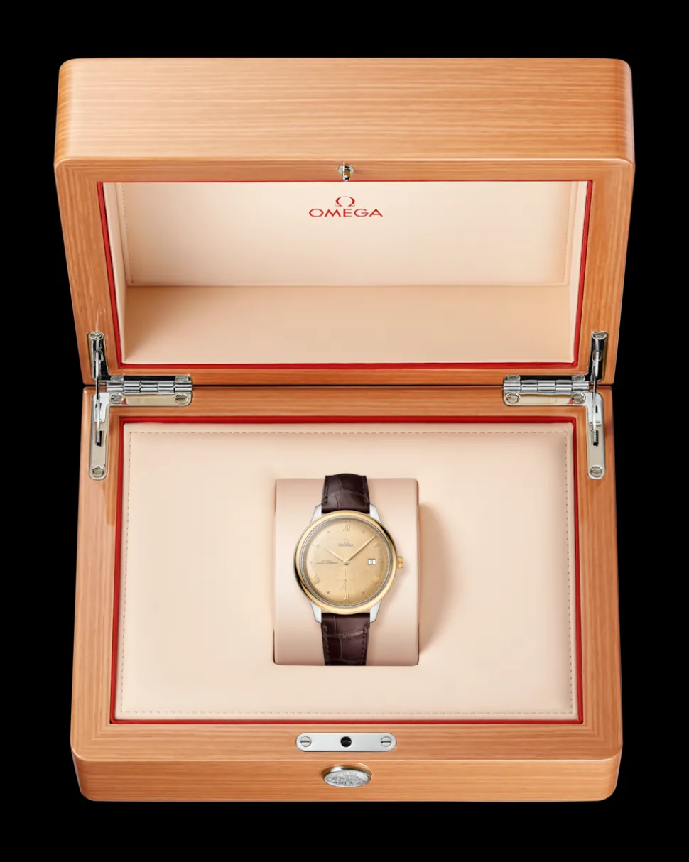 41 mm, Stahl ‑ Gelbgold mit Lederarmband