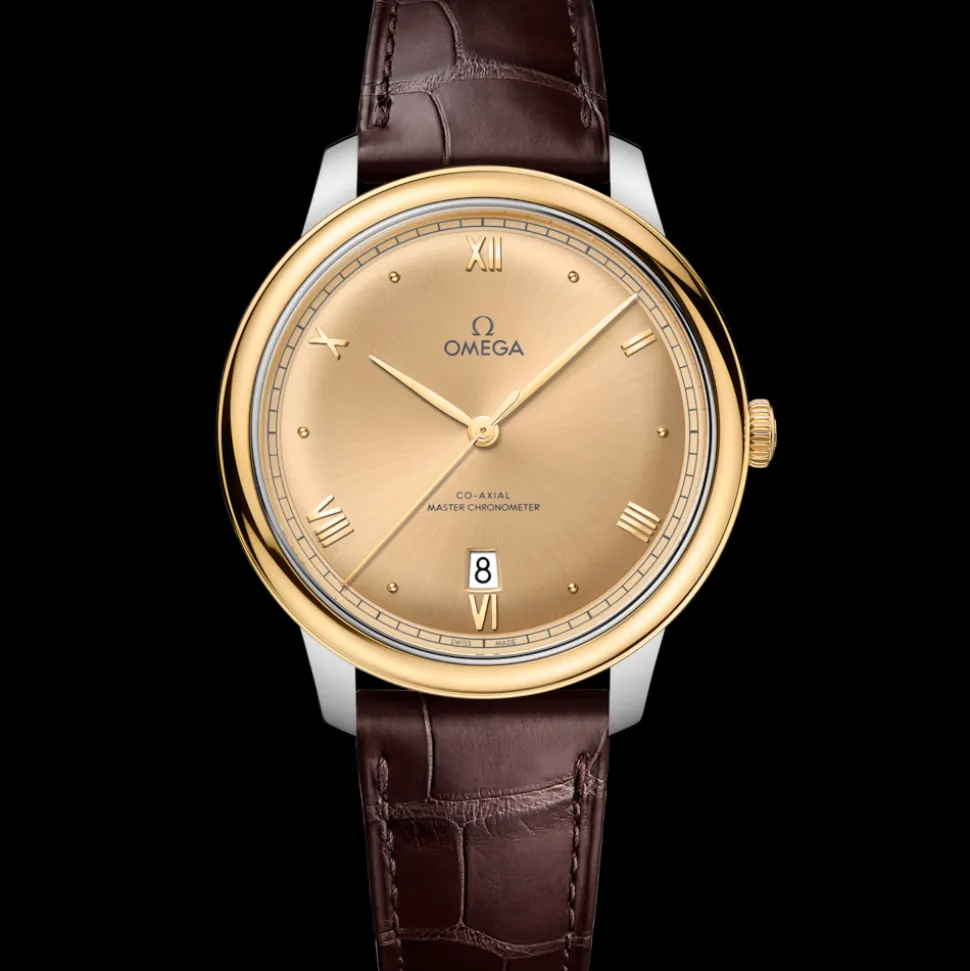 40 mm, Stahl ‑ Gelbgold mit Lederarmband