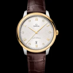 40 mm, Stahl ‑ Gelbgold mit Lederarmband