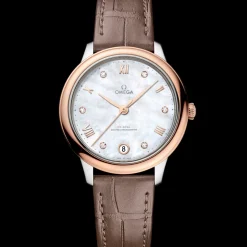 34 mm, Stahl ‑ Sedna™‑Gold mit Lederarmband