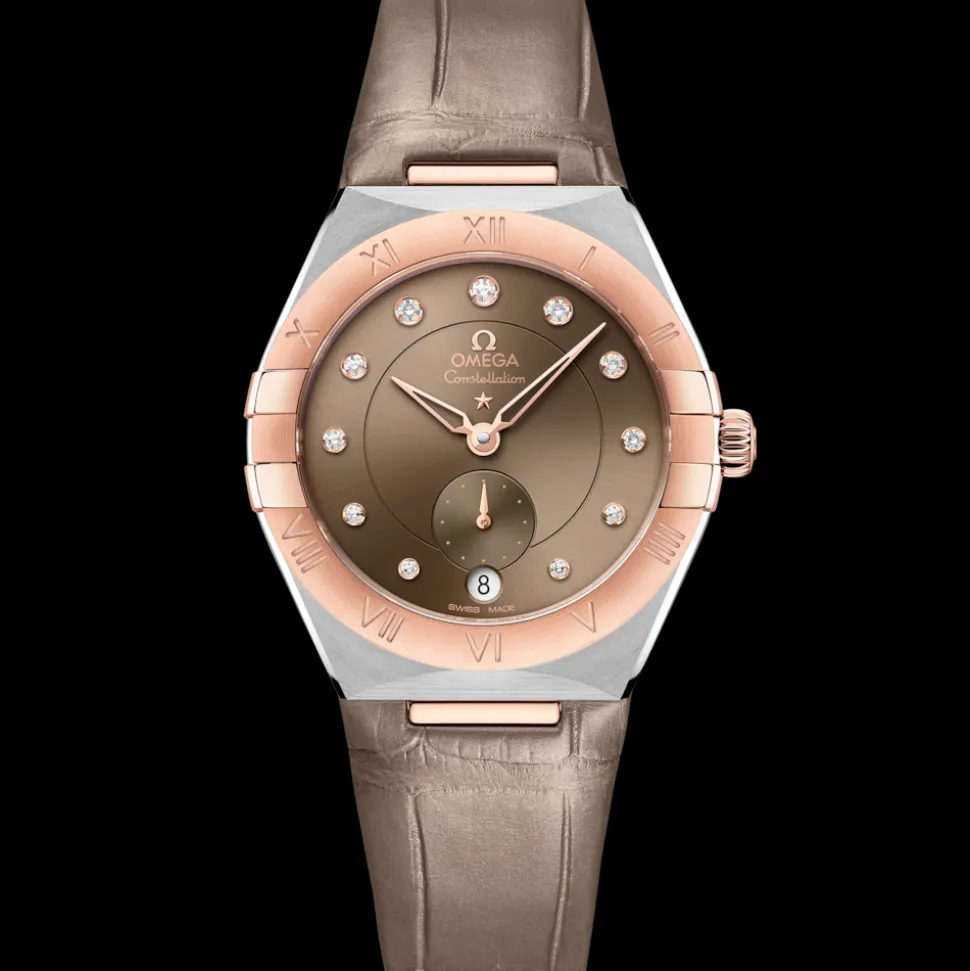34 mm, Stahl ‑ Sedna™‑Gold mit Lederarmband