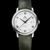 39,5 mm, Stahl mit Lederarmband