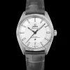 39 mm, Stahl mit Lederarmband