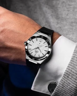 41 mm, Stahl mit Lederarmband