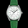 39,5 mm, Stahl mit Lederarmband