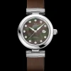 34 mm, Stahl mit Lederarmband