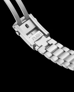 39,5 mm, Stahl mit Stahlarmband
