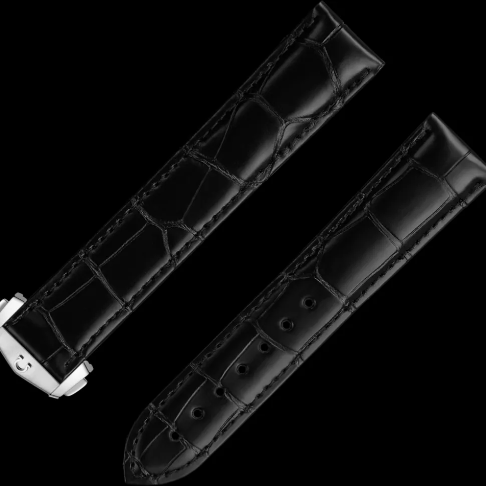 Schwarzes Alligatorlederarmband mit Faltschließe