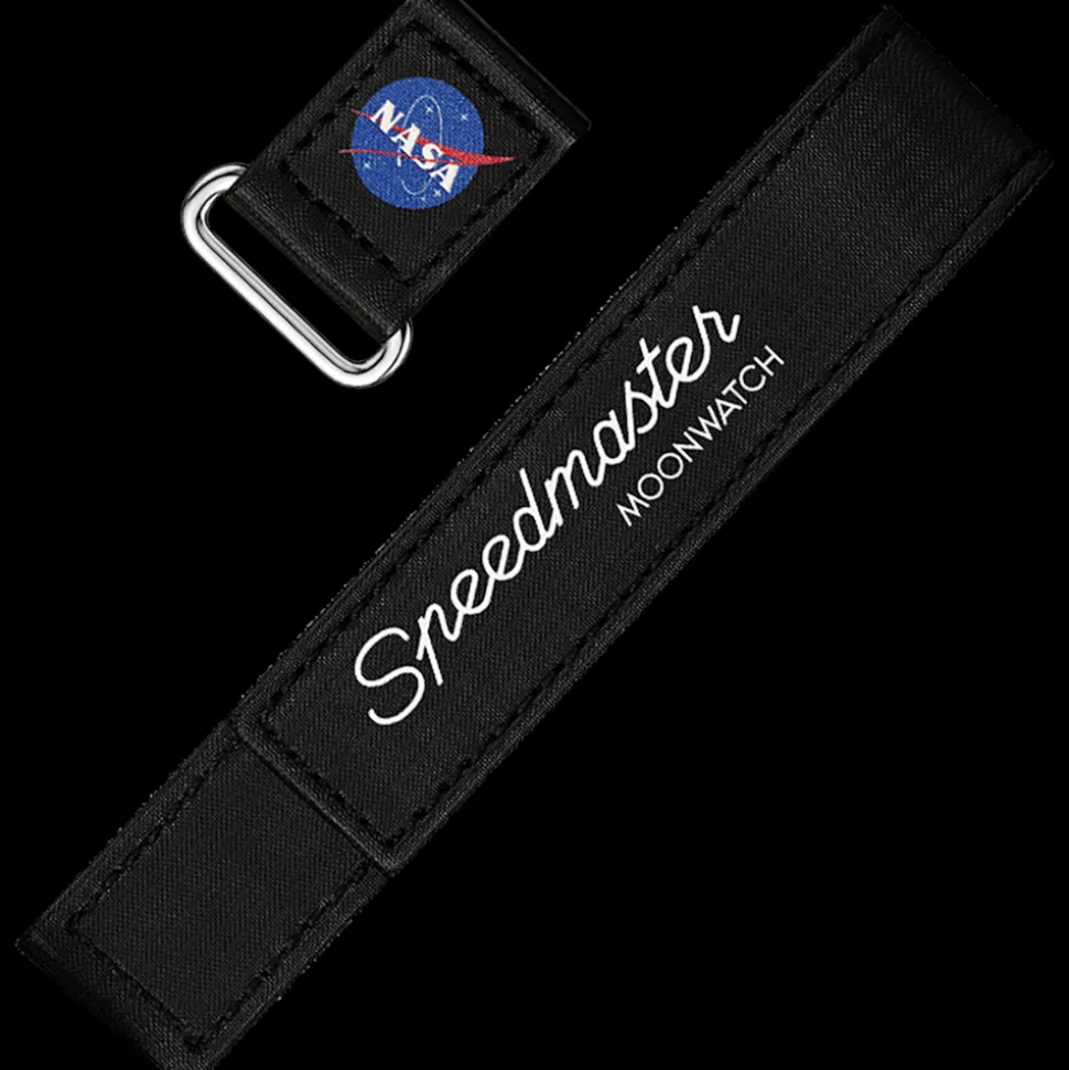 2‑teiliges schwarzes Speedmaster Moonwatch VELCRO®‑Armband