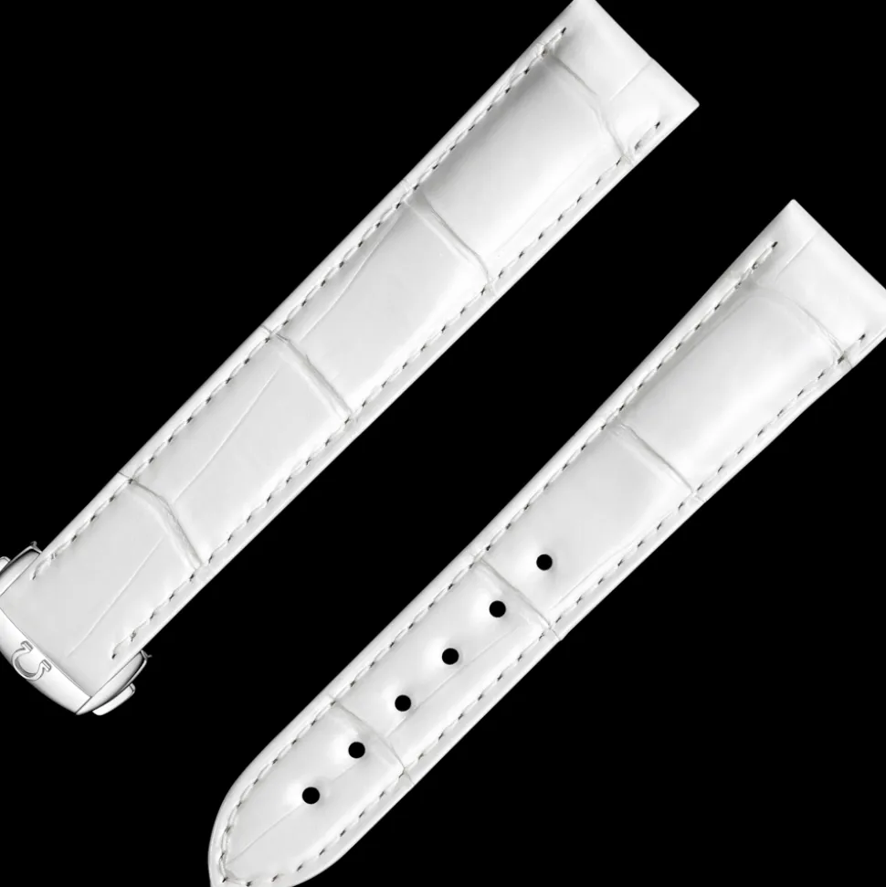 Weißes Alligatorlederarmband mit Faltschließe